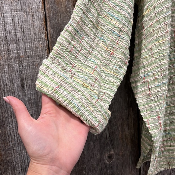 Yasuko Kurisaka Amy Cotton Woven Artisan Knit Pullover Asymmetric Tunic Top - Picture 5 of 8